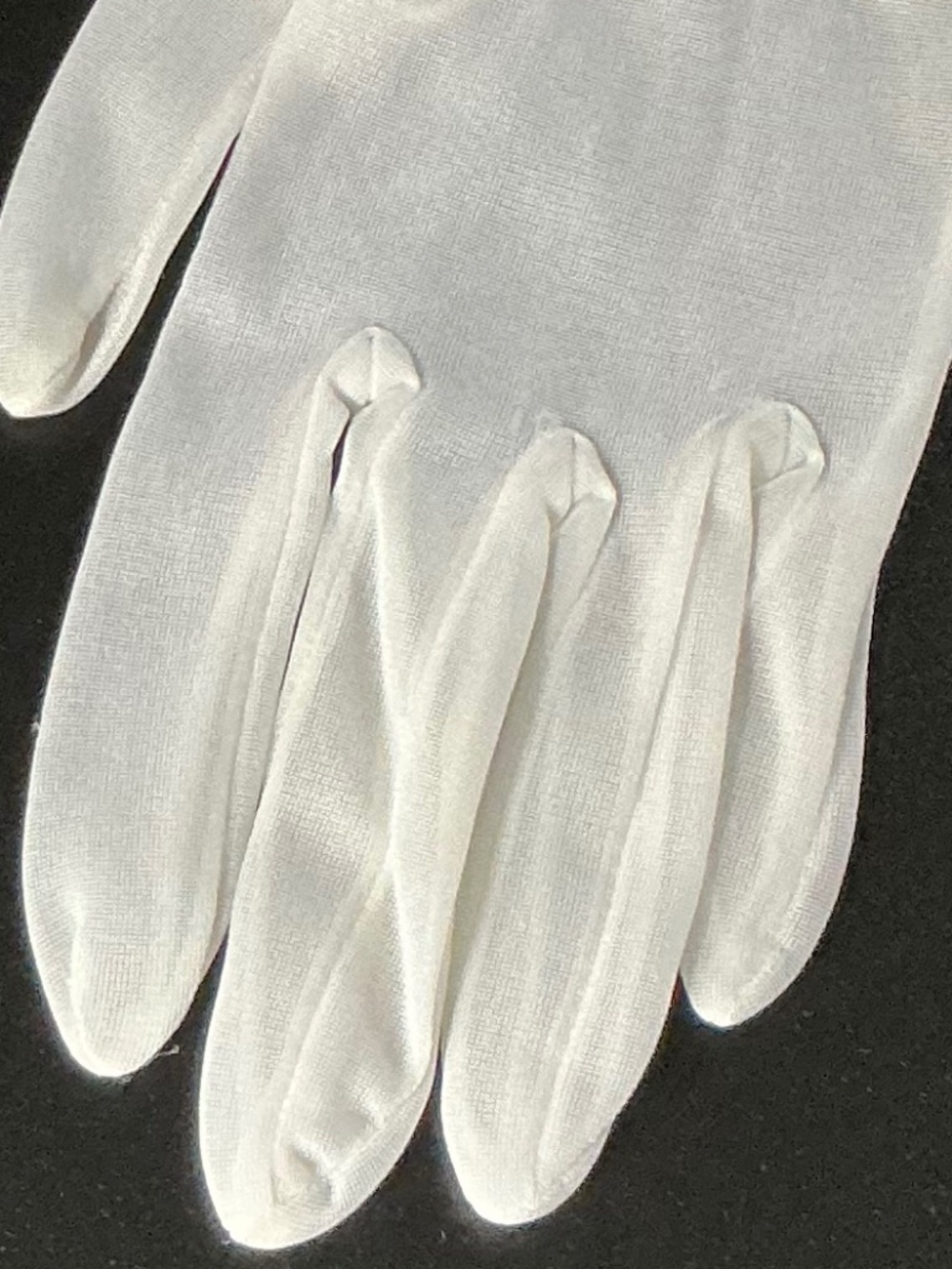 Vintage Ivory Organza Gloves Formal Wedding Bridal Prom Pink Accents - Picture 13 of 14